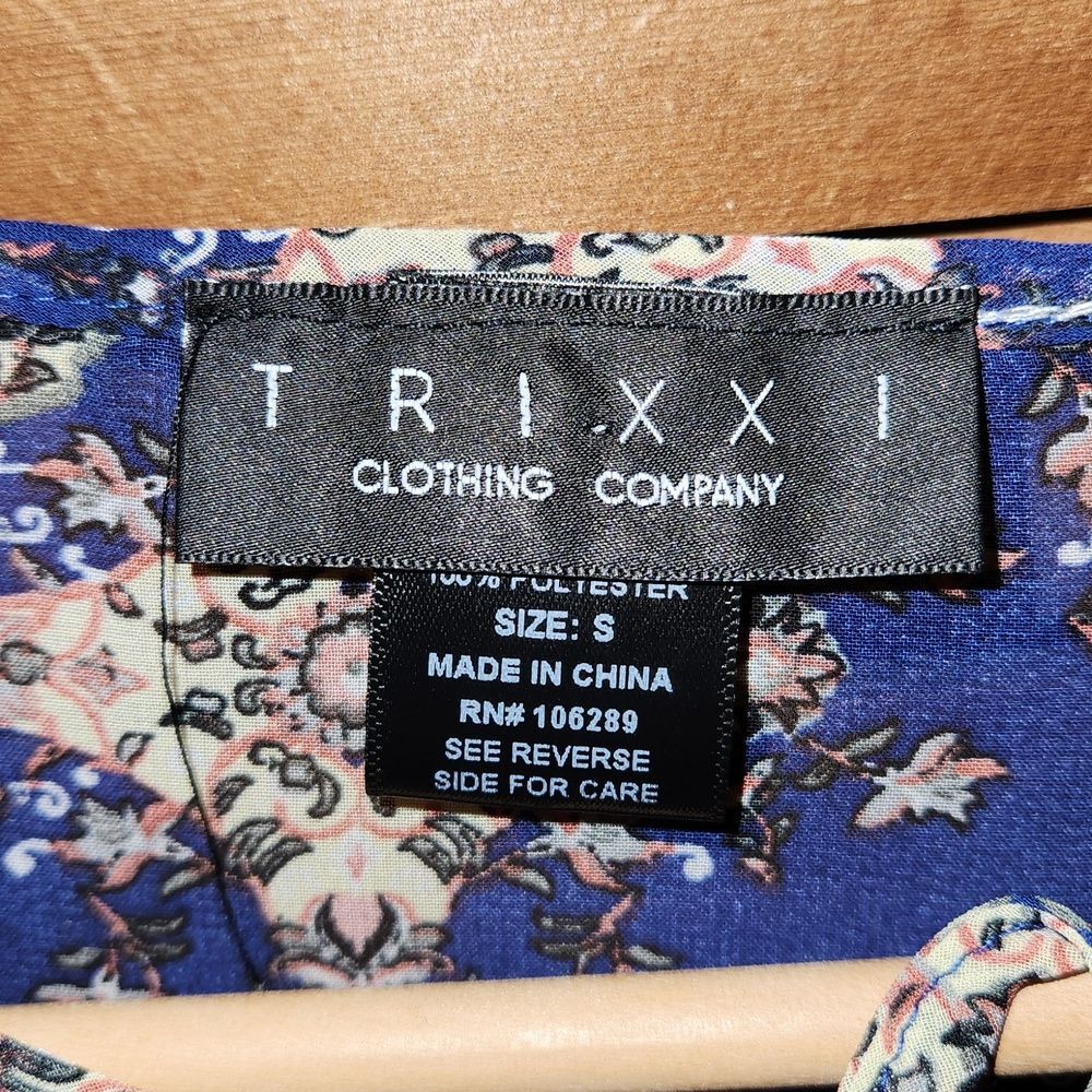 Trixxi Clothing Company Unlined Shirt Women S Navy Orange White Polyester - Picture 5 of 8